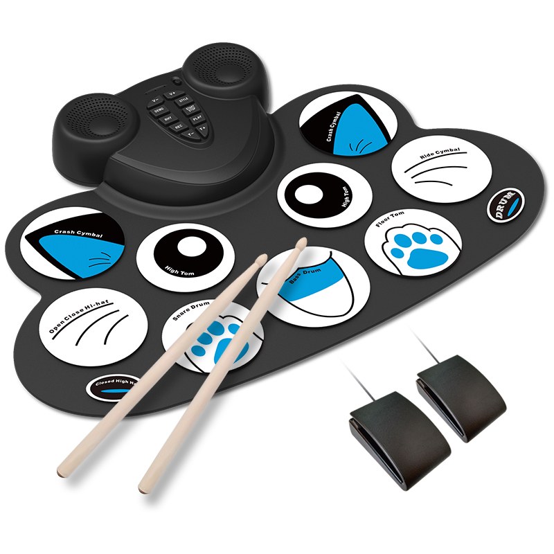Electronic Drum Set Kids can play games practice drum mat Rechargeable drum set with built-in speaker pedals, drumsticks: WG602S