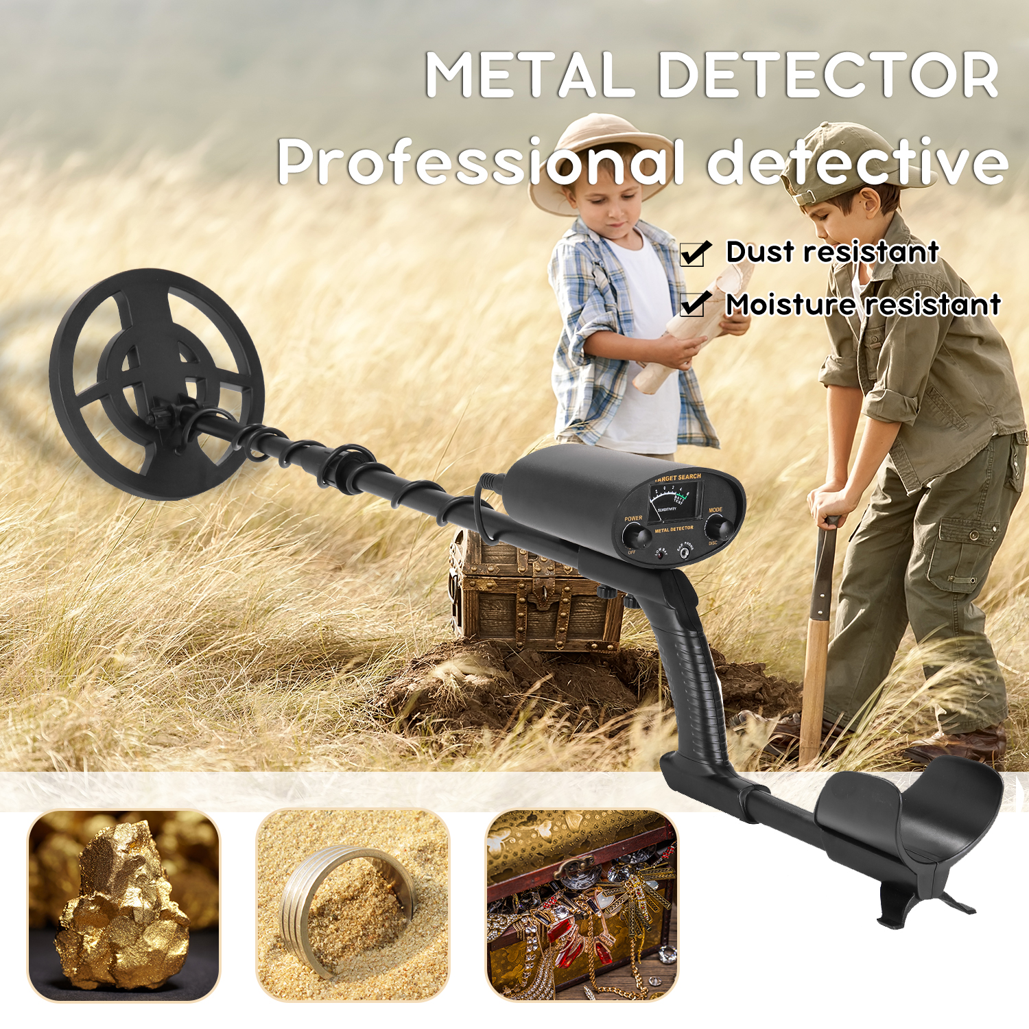 GT6100 Portable Underground Metal Detector High Sensitivity Jewelry Gold Treasure Metal Finder With All Metal Mode