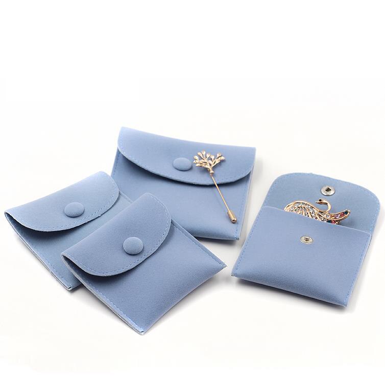 Umschlag samt Schmuck Tasche mit Snap Lagerung Tragbare Weiche Lint Samt Flanell Armband Halskette Tasche: blue / 8x8cm
