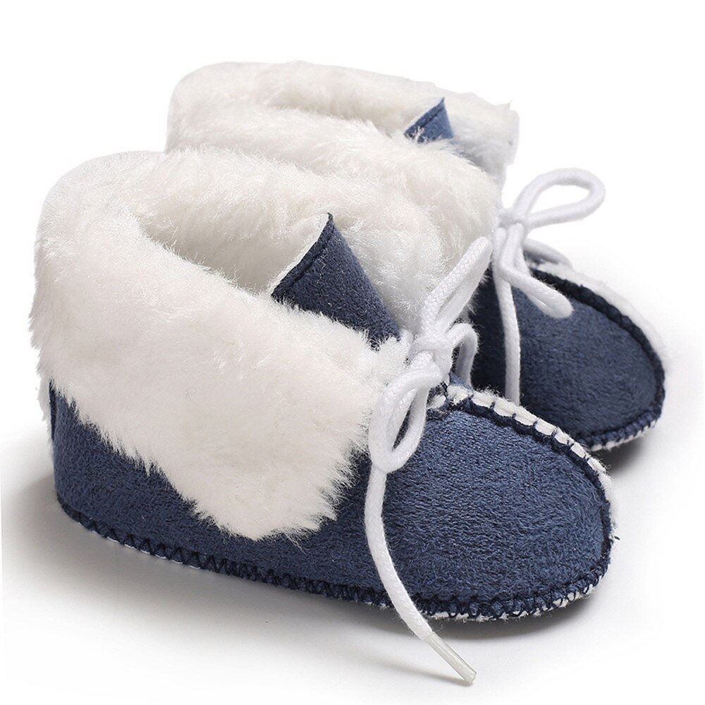Baby Meisje Jongen Zachte Booties Pure Kleur Bandage Snowboots Peuter Warme Schoenen