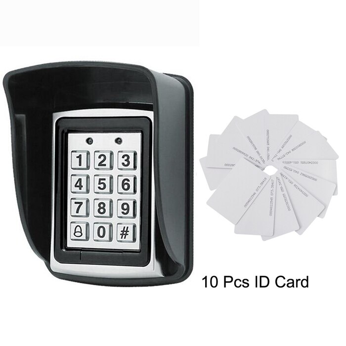 Backlight RFID Metal Access Control EM Card Reader Keypad 1000 Users door bell 125KHz Card Reader Keypad Key Fobs Door Access: AC and 10 ID cards