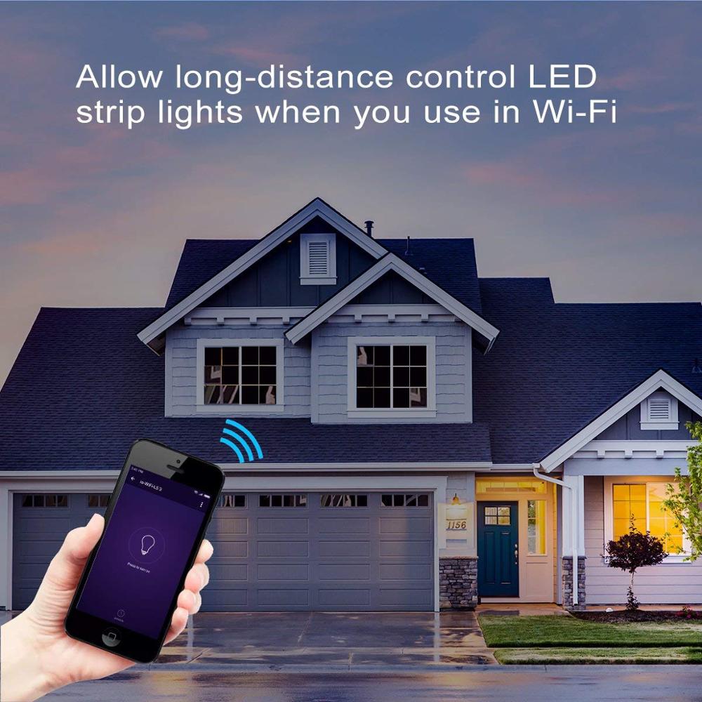 DC 5-24V Wifi Smart Controller Alexa Google Home Voice Single color/CCT/RGB/RGBWW/RGBCCT LED Strip Lights Change/Dimmer/Timer