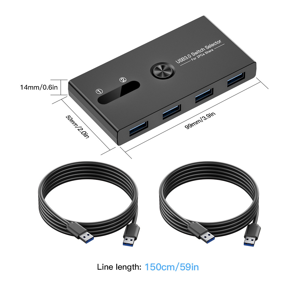 KuWFi USB 3.0 KVM Switch 2 In 4 Out Printer Sharing Device Monitor Adapter KVM Converter KVM Docking Station