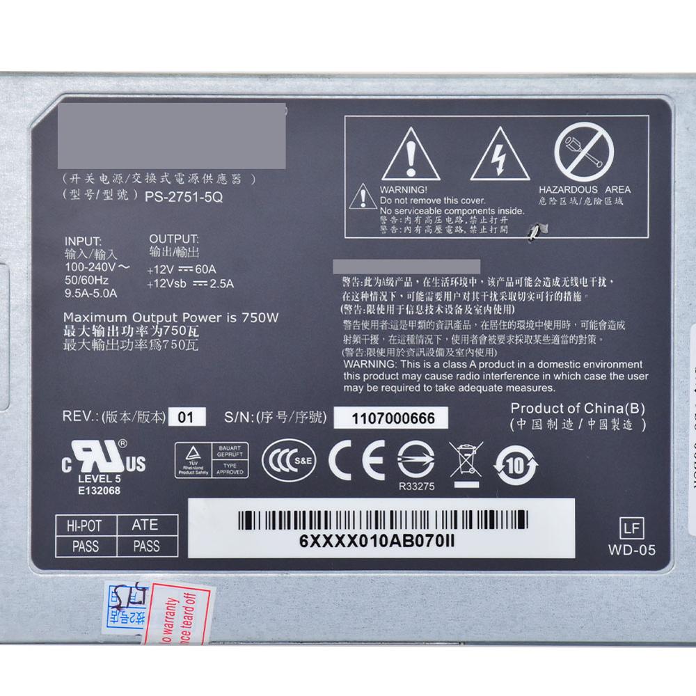 750W Voeding PS-2751-5Q Voor Dell C2100 F3R29