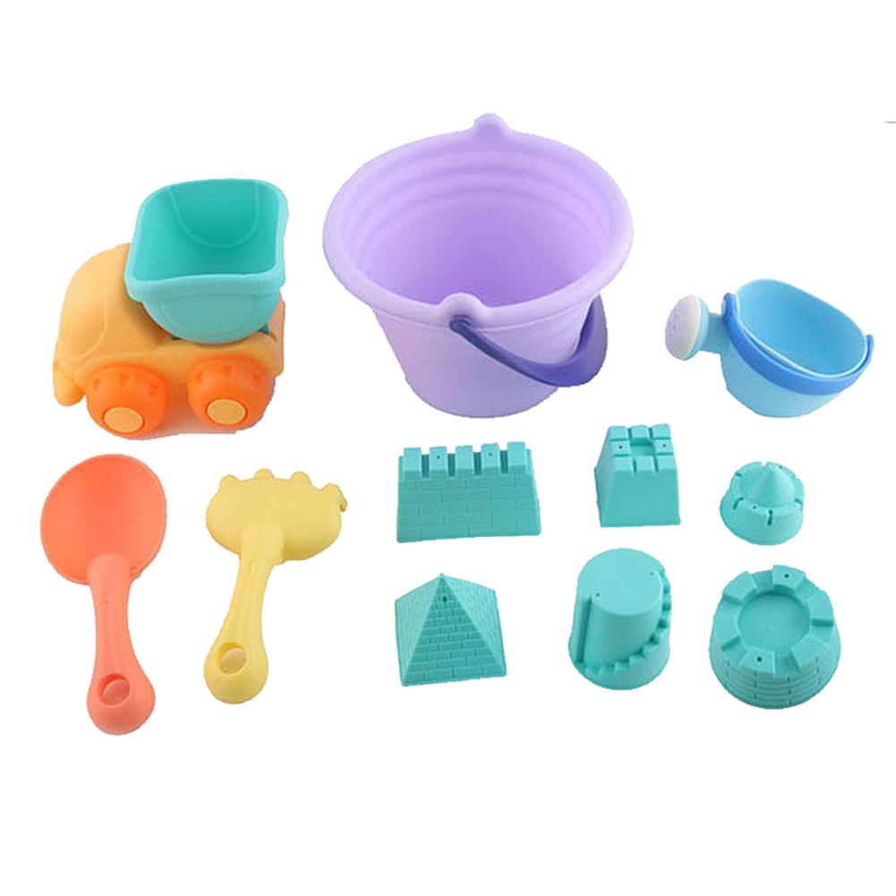 Voiture de plage pour enfants, jouet de sable, château, seau, pelle, râteau, 11 pièces