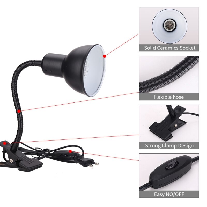 Support de lampe pour Reptile UVA UVB, fixation de lampe réglable, télescopique, lézard, tortue, support chauffant avec pince pour L69B