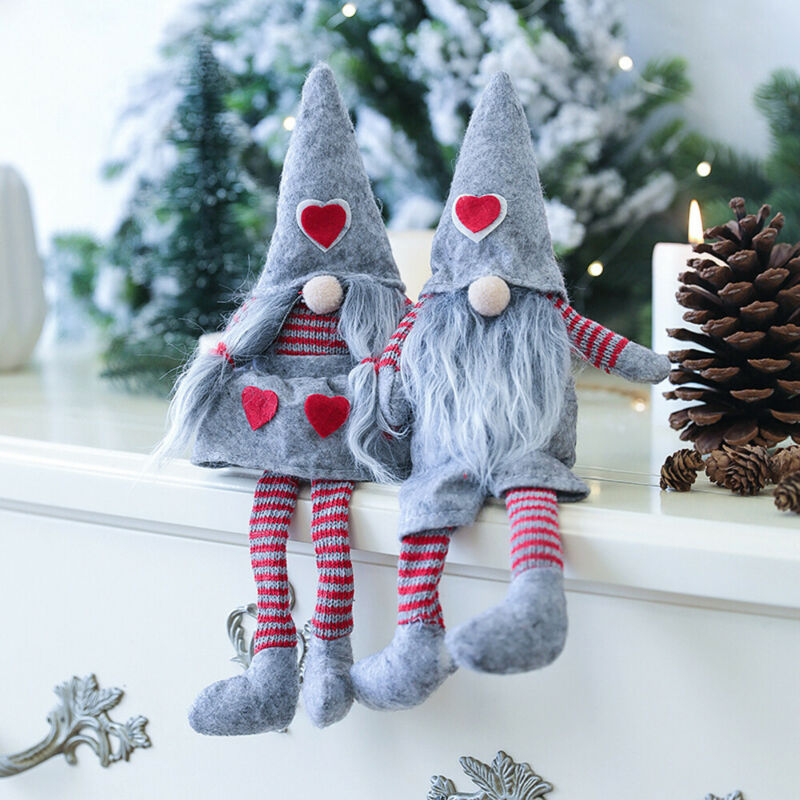Jul ansigtsløs dukke ornament nordisk land gud julemanden vedhæng lang hat svensk julemand nisse plys juletræ indretning