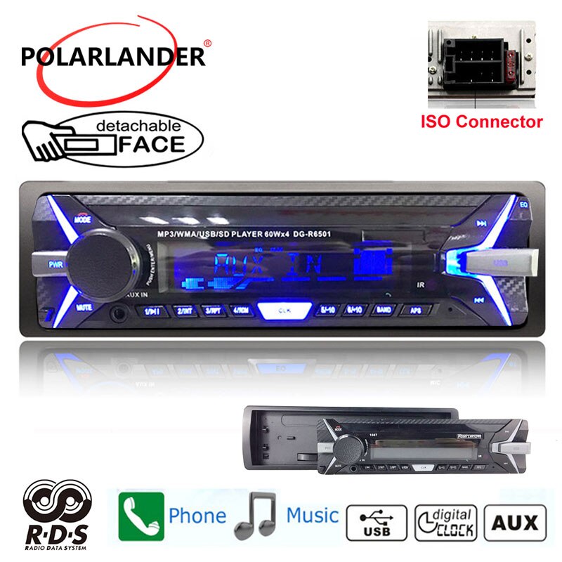 Autoradio Auto radio coche panel desmontable Bluetooth audio estéreo radio cassette player 1 din USB FM TF tarjeta AUX en RDS +