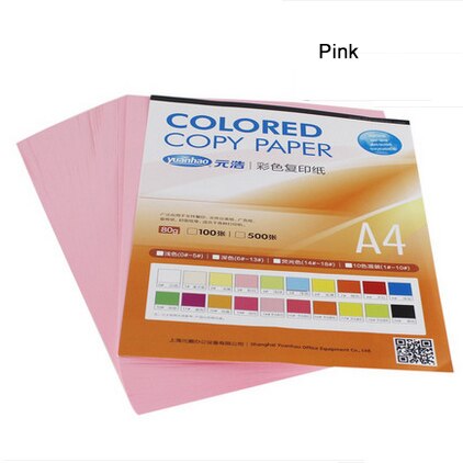 Copy printing color paper A4 100 sheets 80G Multicolors Handmade DIY paper Office School Supplies: Pink