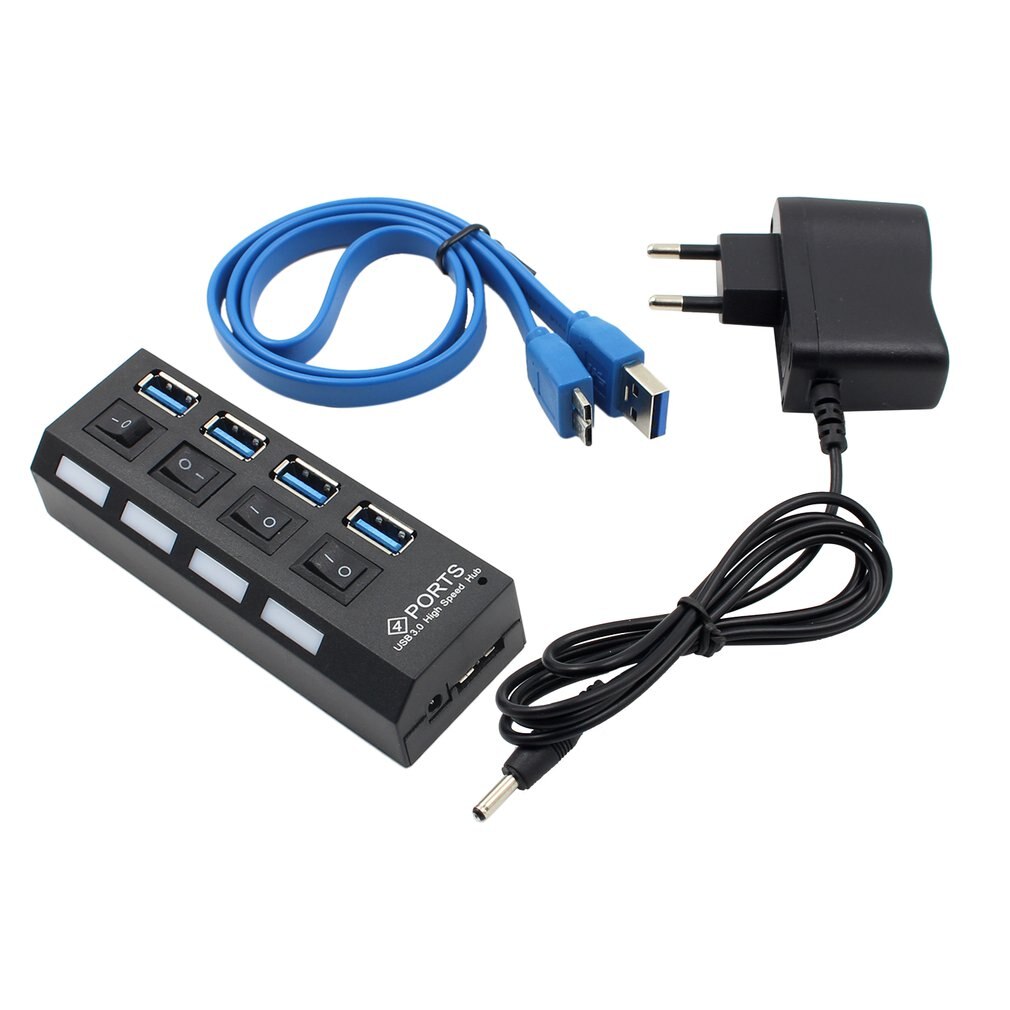 7 / 4 Usb 3.0 High Speed Hub Met Aparte Zeven Poorten Compact Lichtgewicht Power Adapter Hub Met Voeding: 4USB EU Plug