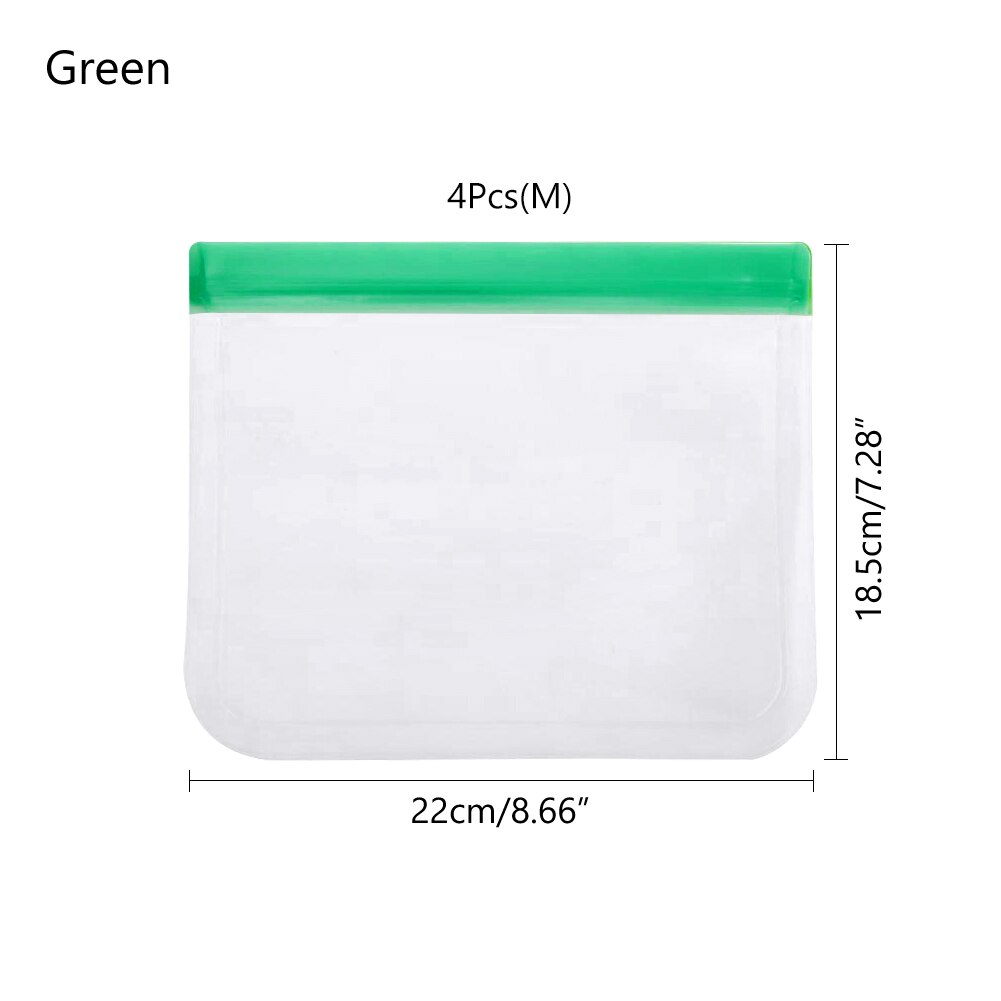 4Pcs Sandwich Pouch Containers Reusable Food Storage Bag Silicone Leakproof Fresh Fruit Pouch Freezer Bags Cup Ziplock Shut