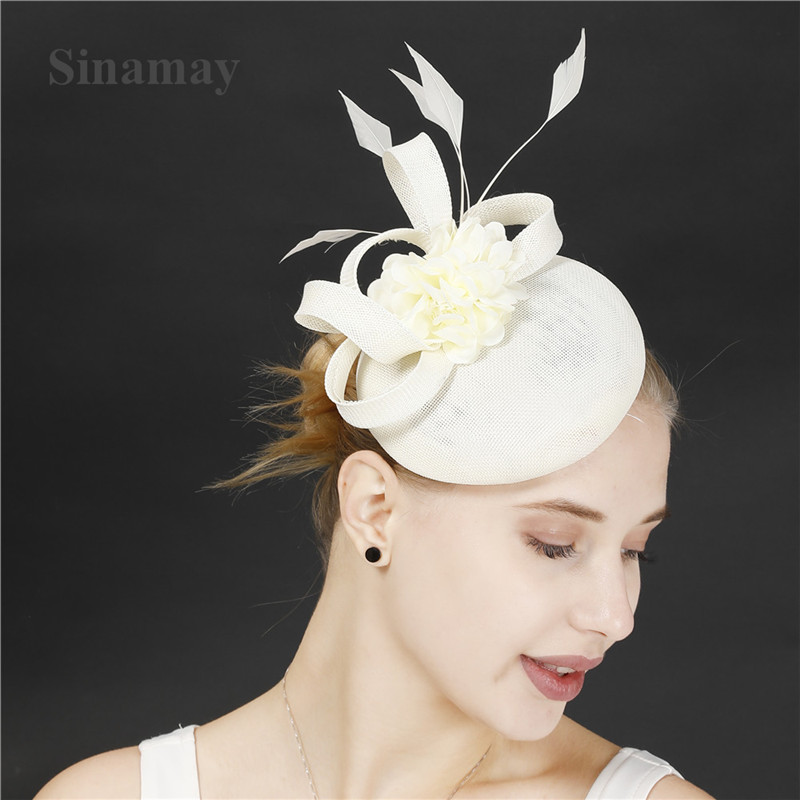 Elegante Damesmode Haar Bruiloft Fascinator Hoed Hoofdband Chique Hoofddeksels Met Hoofdband Fancy Mesh Formele Chapeau Cap