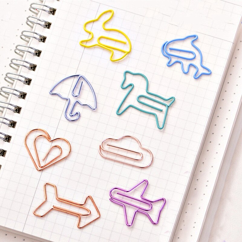 12pcs/box Cartoon Shape Paper Clips Notes DIY Bookmark Metal Binder Clips Notes Letter Paper Clips Bookmarks