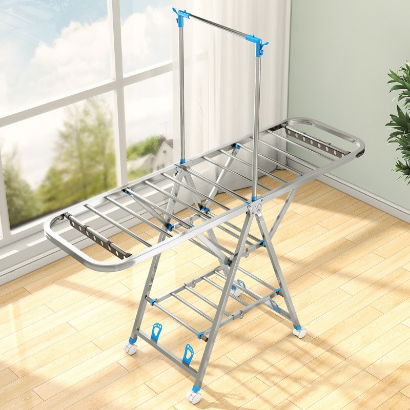 Wielowarstwowy wieszak robić suszenia ubrań ze stali nierdzewnej Składany wieszak na ubrania dla dzieci Wewnętrzny stojak na pranie robić przechowywania pościeli