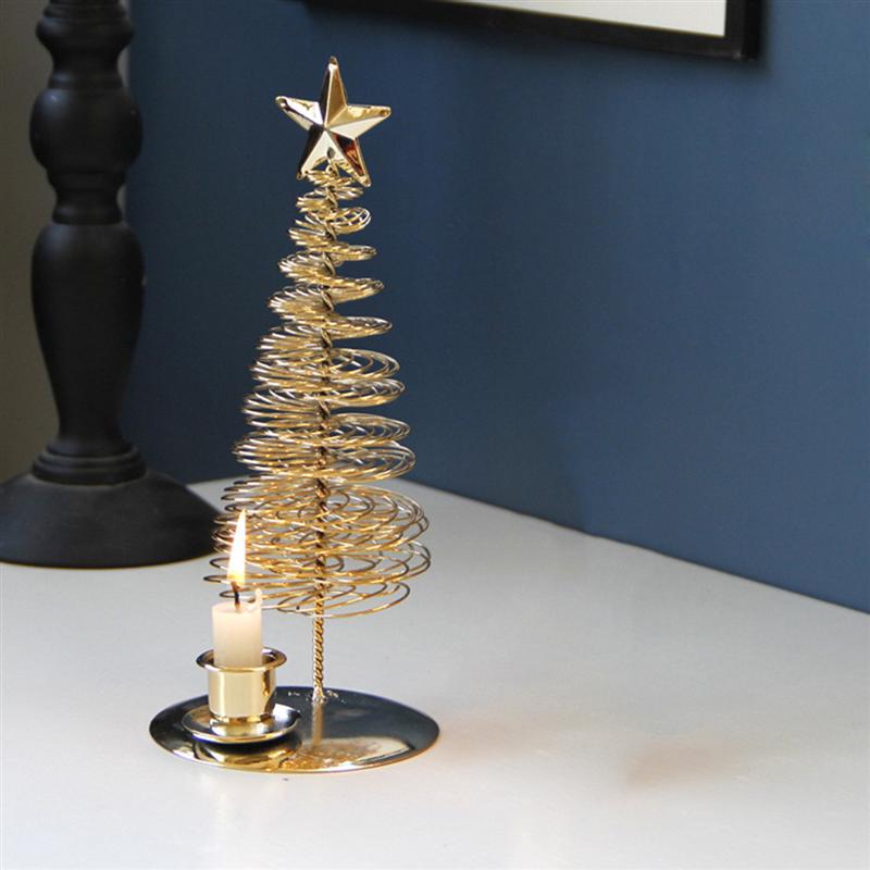 Christmas Candle Stand Pine Tree Shaped Candle Holder Metal Candlestick Christmas Decoration Party Supplies Home Decor