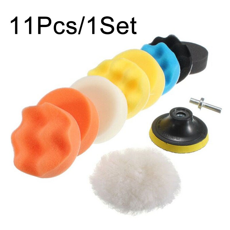 Car Accessories 3Inch Polishing Disc 11Pcs/set Self-Adhesive Buffing Waxing Sponge Wool Wheel Polishing Pad for Car Polisher: Gold