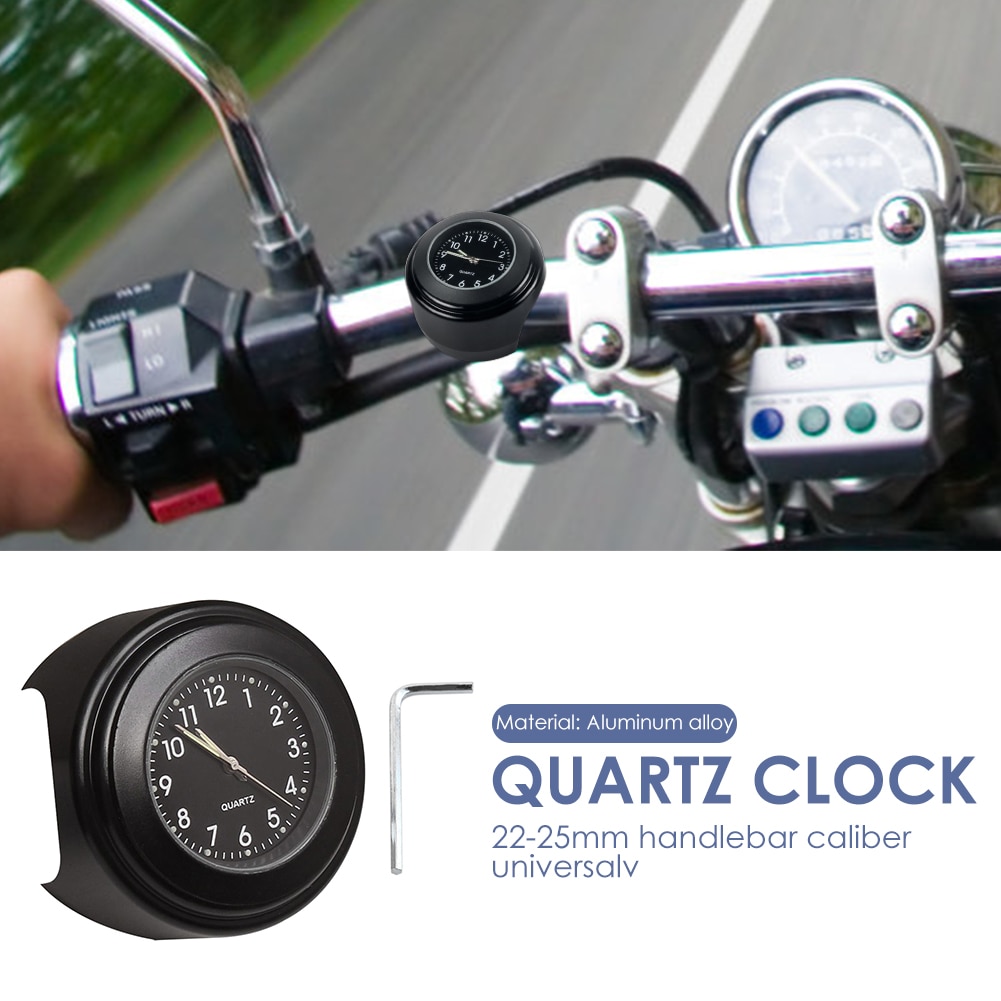 22-25Mm Multi-Functionele Dia Motorfiets Stuurhouder Klok Duurzaam Praktische Klassieke Waterdichte Lichtgevende Quartz Horloge