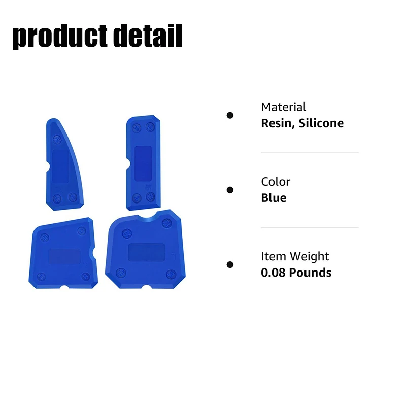 Kit d'outils de calfeutrage en silicone pour joints d'étanchéité, spatule d'épandage, grattoir, outils de réparation de bord, nettoyeur de bords de carrelage, 4 pièces