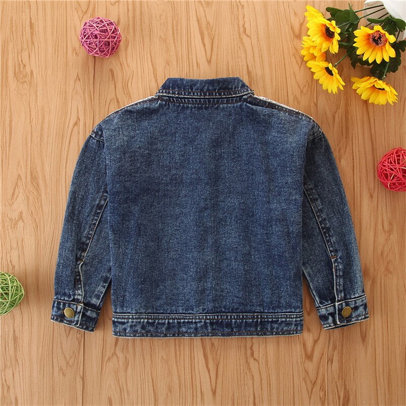 Baby Girl Coat Autumn Baby Girls Clothes Lapel Leopard Stitched Denim Jacket Coat Manteau Fille Ropa Bebe куртка детская