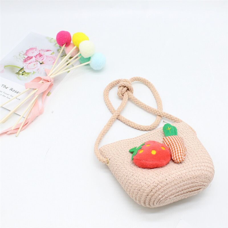 Handgemachte Sommer Kinder Mädchen Schulter Tasche Daisy Blume Stroh Umhängetasche Kinder Schlüssel Geldbörse Nette Prinzessin Mini Handtasche: Style 6