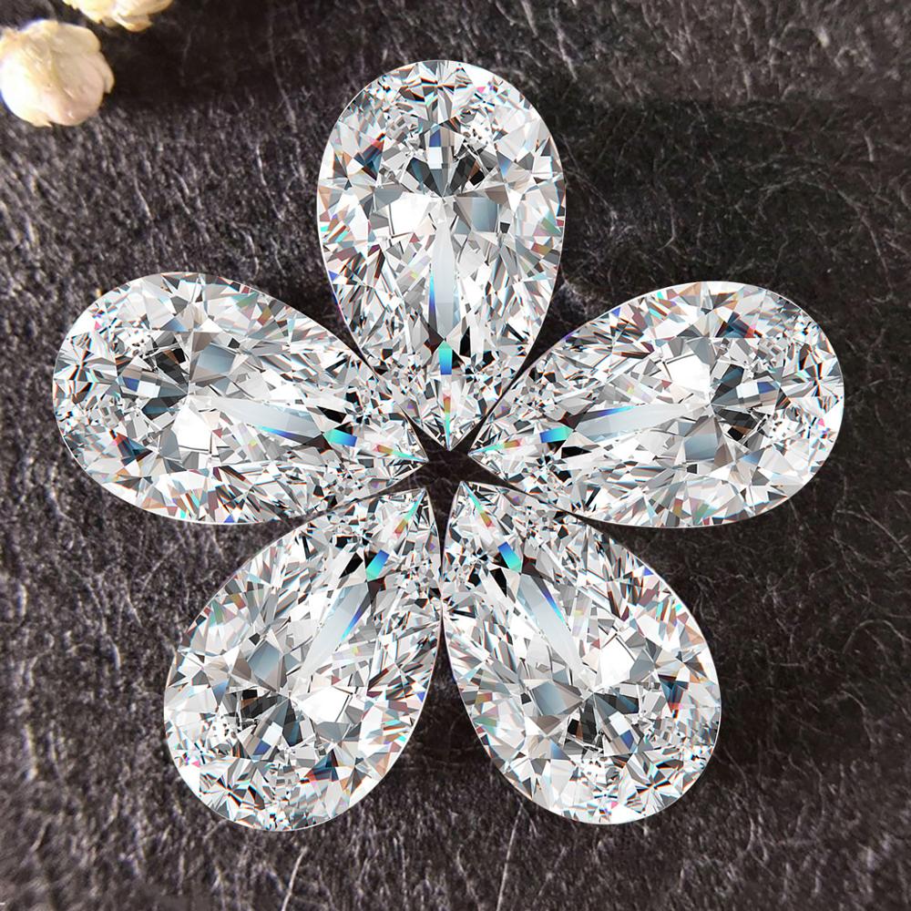 Szjinao prawdziwe 100% kamienie szlachetne luzem Moissanite diament 0.35ct 3*5mm D kolor VVS1 w kształcie gruszki GRA Moissanite kamień na diamentowy pierścionek