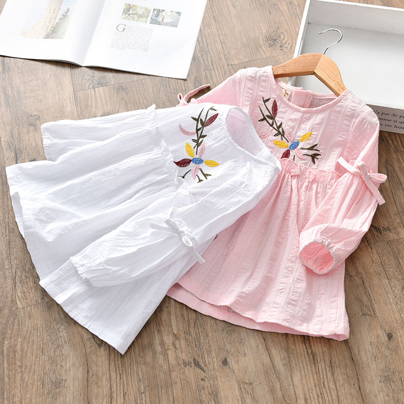 Blusas y camisas para niños y niñas, Tops con bordado Floral, camisas informales de manga larga para otoño, T01