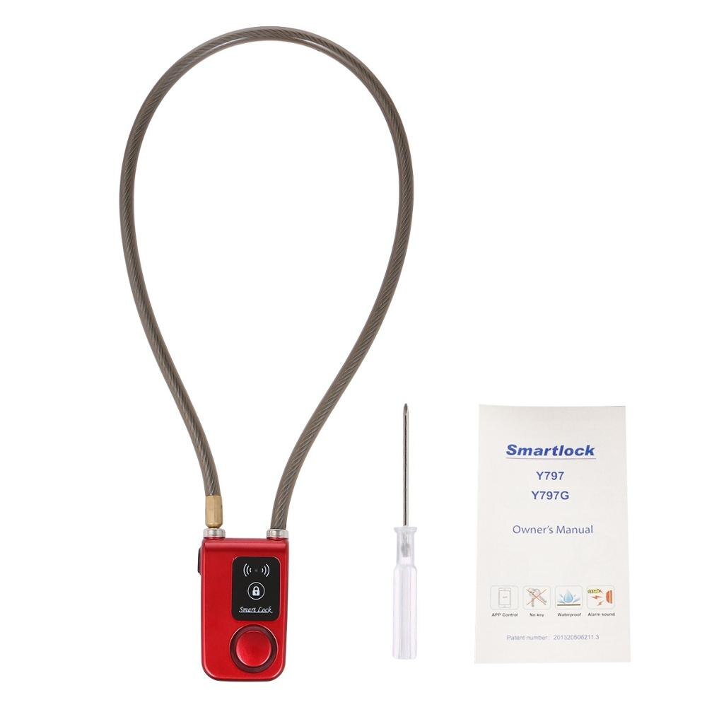 Lock 80CM Steel Cable Anti Theft Alarm Lock Phone APP Control Smart Lock for Bicycle Motorcycle Gate Lock IP55 Waterproof