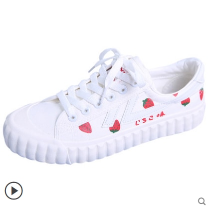 Japanischen süßen lolita schuhe runden kopf flache erdbeere bord schuhe kawaii mädchen turnschuhe kawaii schuhe loli cos
