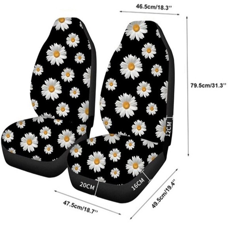 Housses de siège de voiture universelles, ensemble de housses de siège avant en Polyester, imprimé marguerite, durables, pour la plupart des voitures