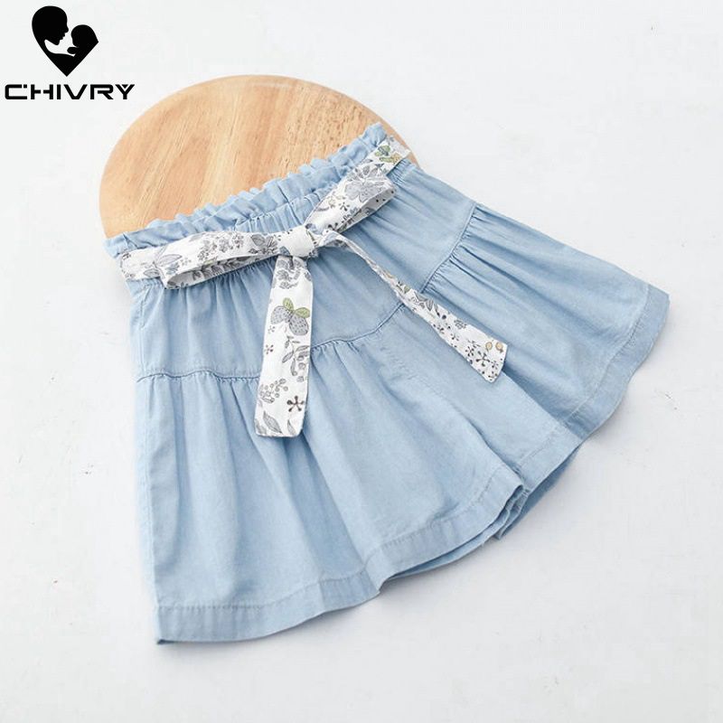 Chivry Nuovo 2020 di Estate Delle Ragazze Del Denim Shorts Bambini Del Bambino Ragazze Piegano la Cinghia Denim Shorts Po &#39;Delle Ragazze Dei Bambini di Modo Dei Jeans Vestiti