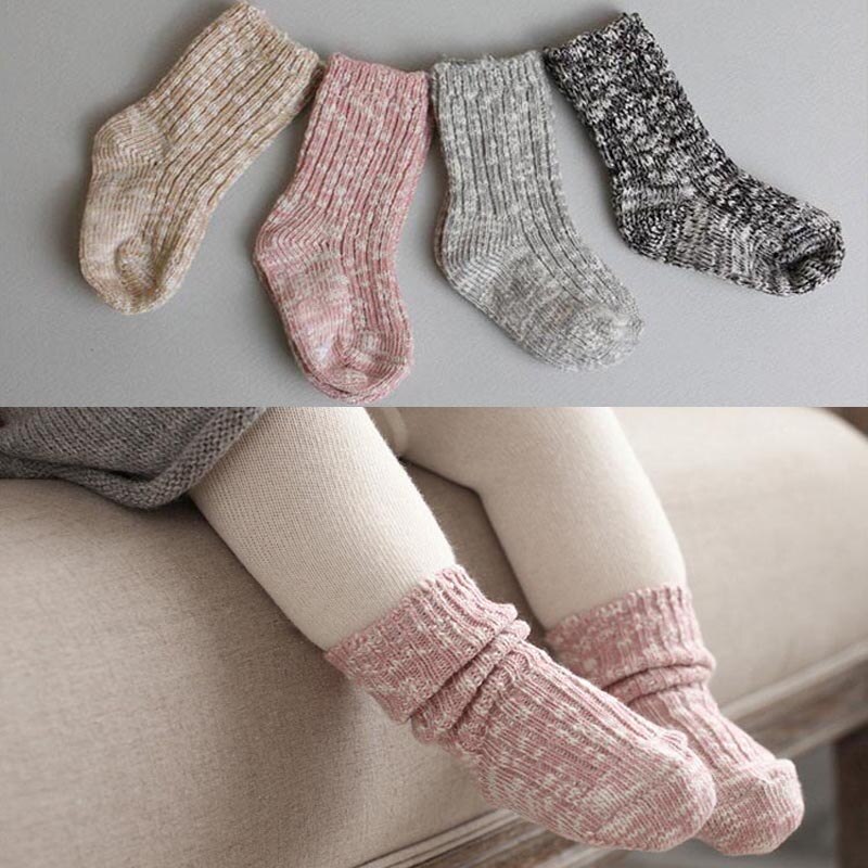 1 Pair Mix Color Cotton Baby Girls Boys Socks Ankle Length Thick Winter Calcetines Children Socks for 0-4 Years