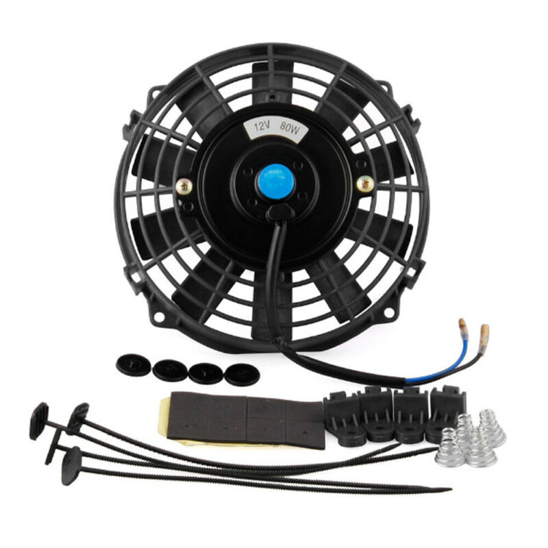 Universele 12V 80W 2100 Rpm Rechte Zwarte Blade Auto Elektrische Radiator Cooling Radiator Fan Kit 8 9&#39;&#39; 10 &#39;&#39;12&#39;&#39; 14&#39;&#39;
