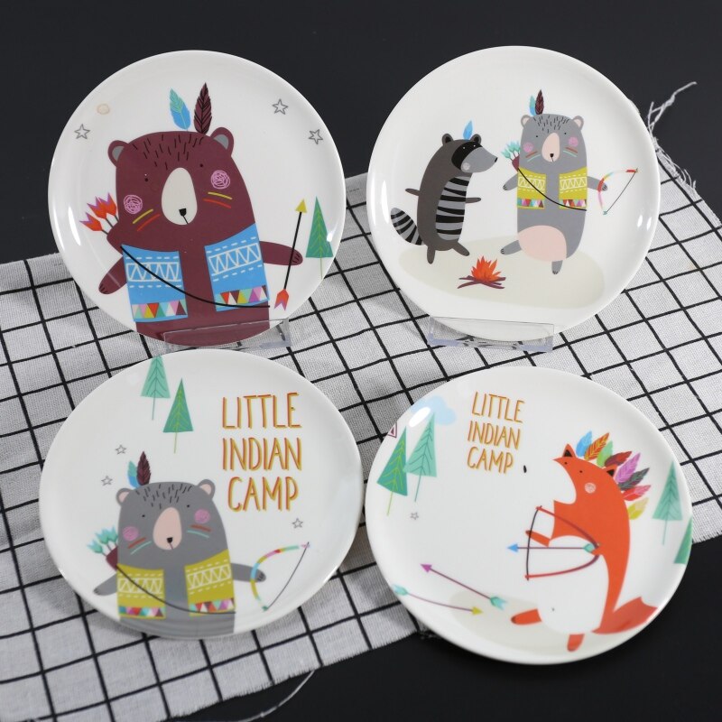 1 PC mélamine dessin animé assiette Imitation porcelaine vaisselle Dessert plat enfant petit déjeuner assiette mignon plat