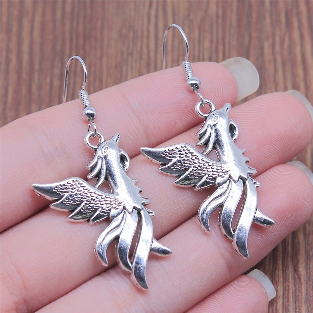 1 Paar Haak Oorbellen Phoenix Earring Connector Earring Voor Vrouwen Dangle Earring: 35x22mm