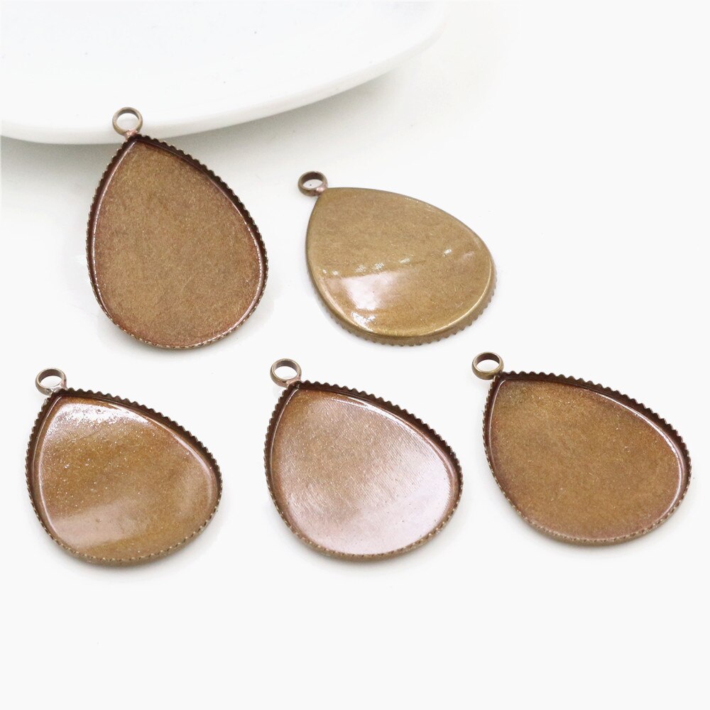 10-20 st 18 x 25mm 13 x 18mm 10 x 14mm koppar stil tand cabochon bas cameo inställningar halsband gör själv smycken: Brons / 10 x 14mm 20 st