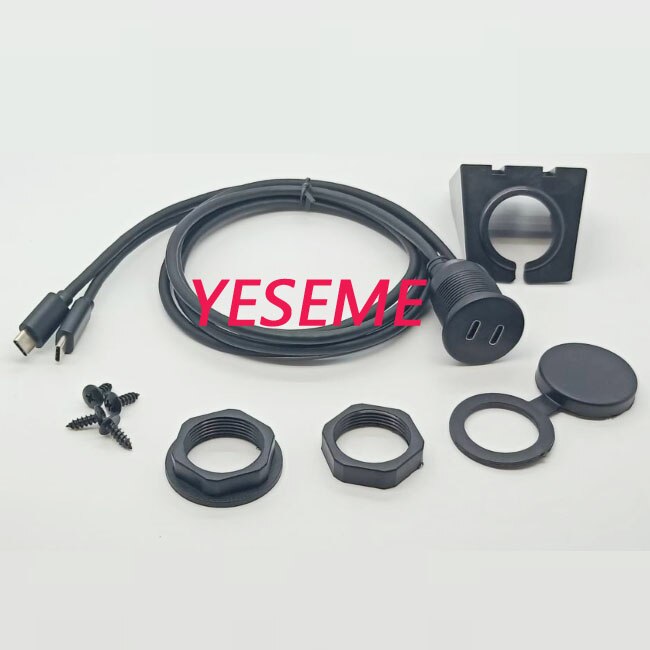 Auto Dash Board Mount Dual USB C Type C Vrouwelijke In Input Dual USB Type C Male Socket Extension panel