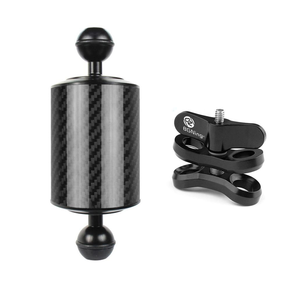 BGNing Upgrade Carbon Fiber Float Buoyancy Extension Arm Dual Ball 1inch with Clip Adapter for Gopro for OSMO Action SLR Cameras: 5inch with ball clip