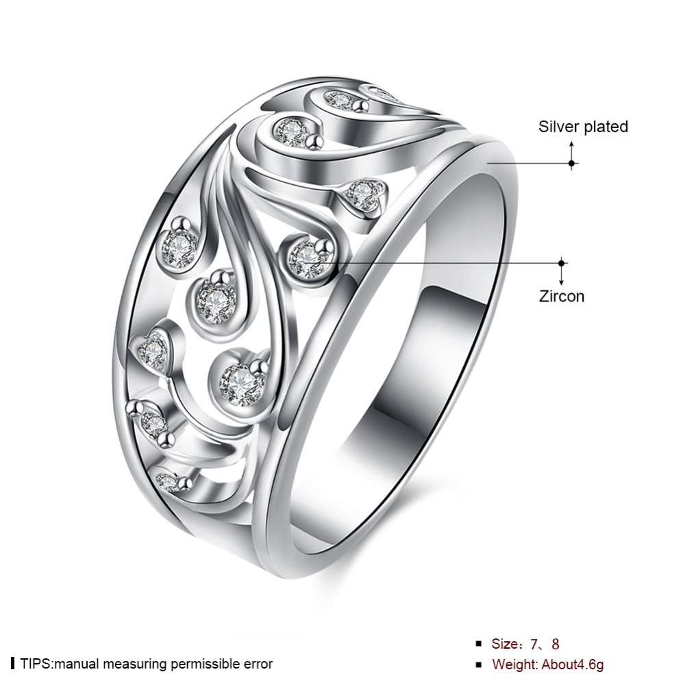 Prinses Mode Kristal steen Zilveren Ring Vrouwen lady Sieraden Engagement Wedding Party, Oostenrijkse Kristal leuke R882