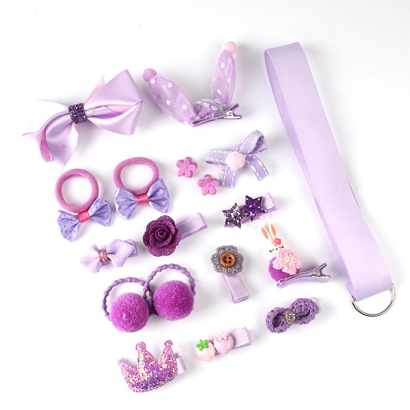 18 pz impostato di fermagli per capelli accessori per capelli carini ragazza cartone animato clip di capelli copricapo fiocco fiore animale tornante anello per capelli copricapo elastico: 18 pezzi viola