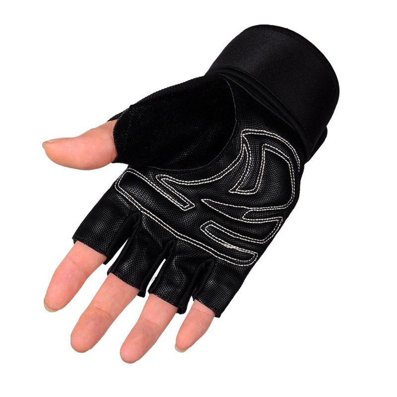 Los hombres de gimnasio guantes de dedo medio Bodybuilding Crossfit Fitness deportes mancuernas de levantamiento de peso Barbell deporte levantamiento de pesas guantes