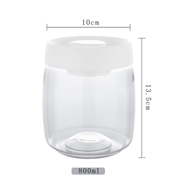 Vacuum storage bottle sealed glass bottle coffee storage jar food container storage tank kitchen storage tank transparent: 800ml