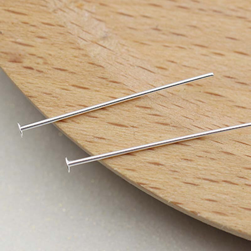 10pcs Real Pure Solid 925 Sterling Silver Needle Pins for DIY Jewelry Making Findings Earring Necklace Connector Part Base: T Shape / 20mm Length