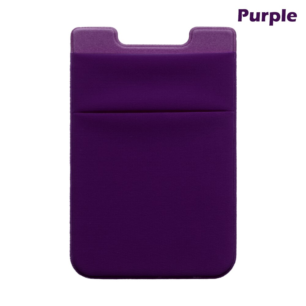 Adhesive Sticker Phone Pocket Cell Phone Stick On Card Wallet Stretchy Credit Cards ID Card Holder Pouch Sleeve: Purple