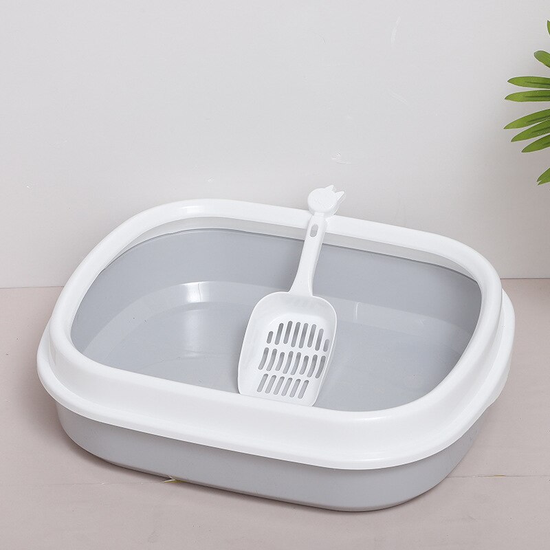 Large Cat Litter Box Semi Enclosed Cat Litter Basin Cats Toilet Odor Proof And Splash Proof Cats Litter Basin Pet Products: Grey