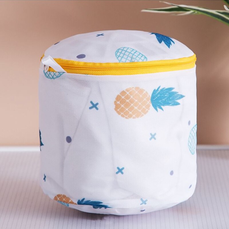 Pineapple Printing Zippered Mesh Laundry Bag Polyester Washing Net Bag For Underwear Sock Washing Machine Clothes Bra Bags