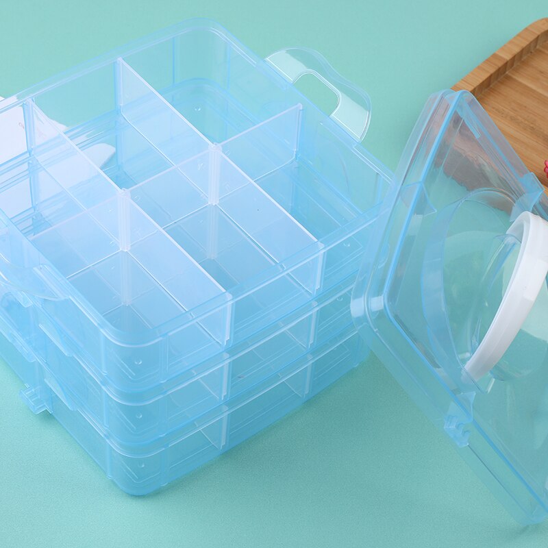 Nonvor 3 Layers 18 Compartments Clear Plastic Storage Box Multifunction Empty Box Jewelry Bead Container Sewing Tools Organizer