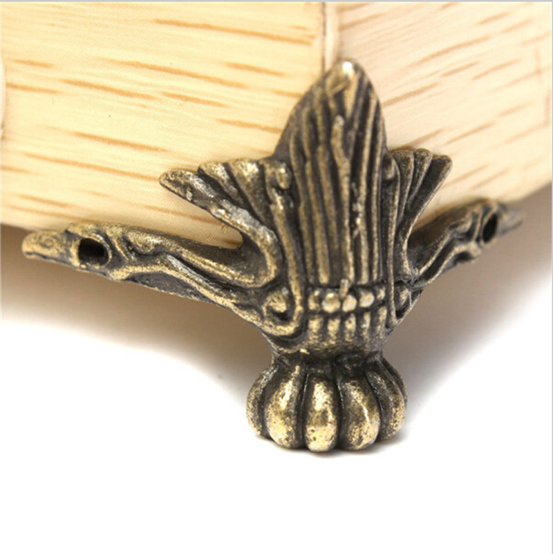4 Stk/set Antieke Hoekbeschermer Messing Sieraden Kist Houten Kist Decoratieve Voeten Been Metalen Hoek Beschermer Hardware Beugel