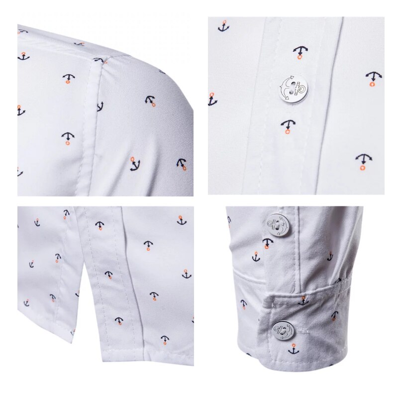 Zuzk 4 farger herre slim fit casual hvit skjorte lange armer oversize skjorter ankertrykk herre skjorte m -4xl
