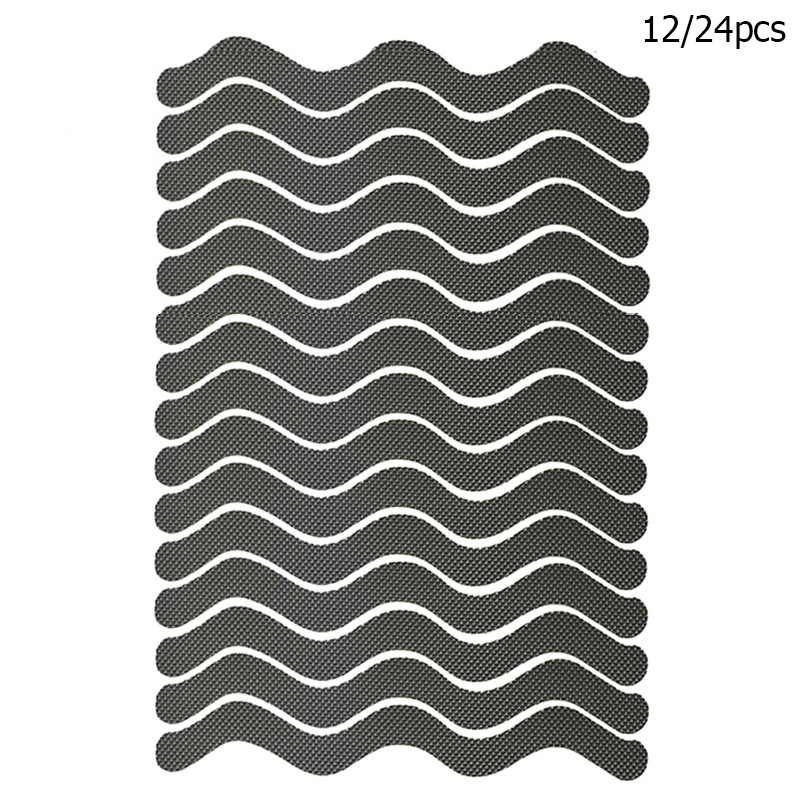 12/24Pcs Zelfklevende Anti Slip Strips S Vormige Douche Stickers Veiligheid Strips Bad Antislip Waterdichte badkamer Tape Mat: grey / 12pcs