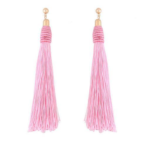 Bohemian Lange Tassel Dangle Oorbellen Voor Vrouwen Rood Zwart Zijde Verklaring Oorbel Etnische Mode-sieraden: EA086-02